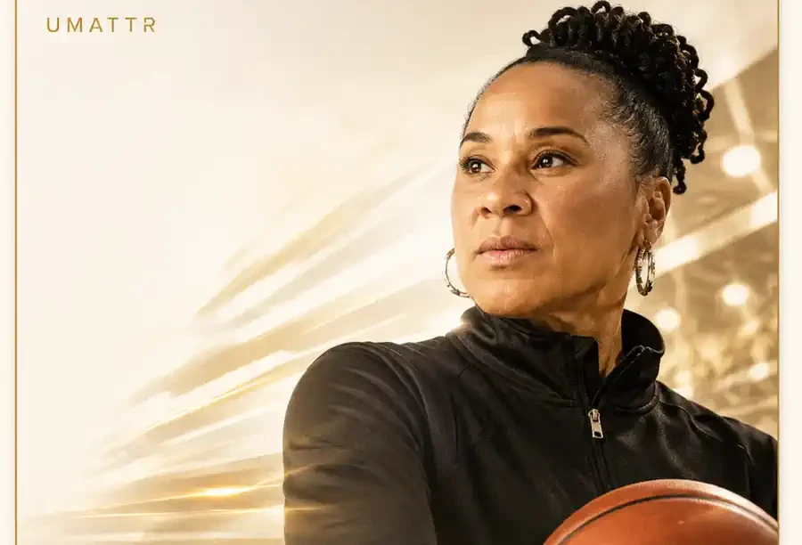 Dawn Staley UMATTR gold athlete spotlight artwork.