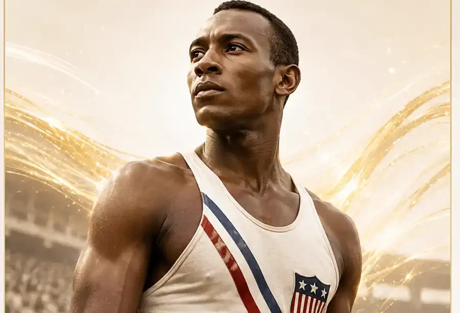 Jesse Owens UMATTR gold athlete spotlight artwork.